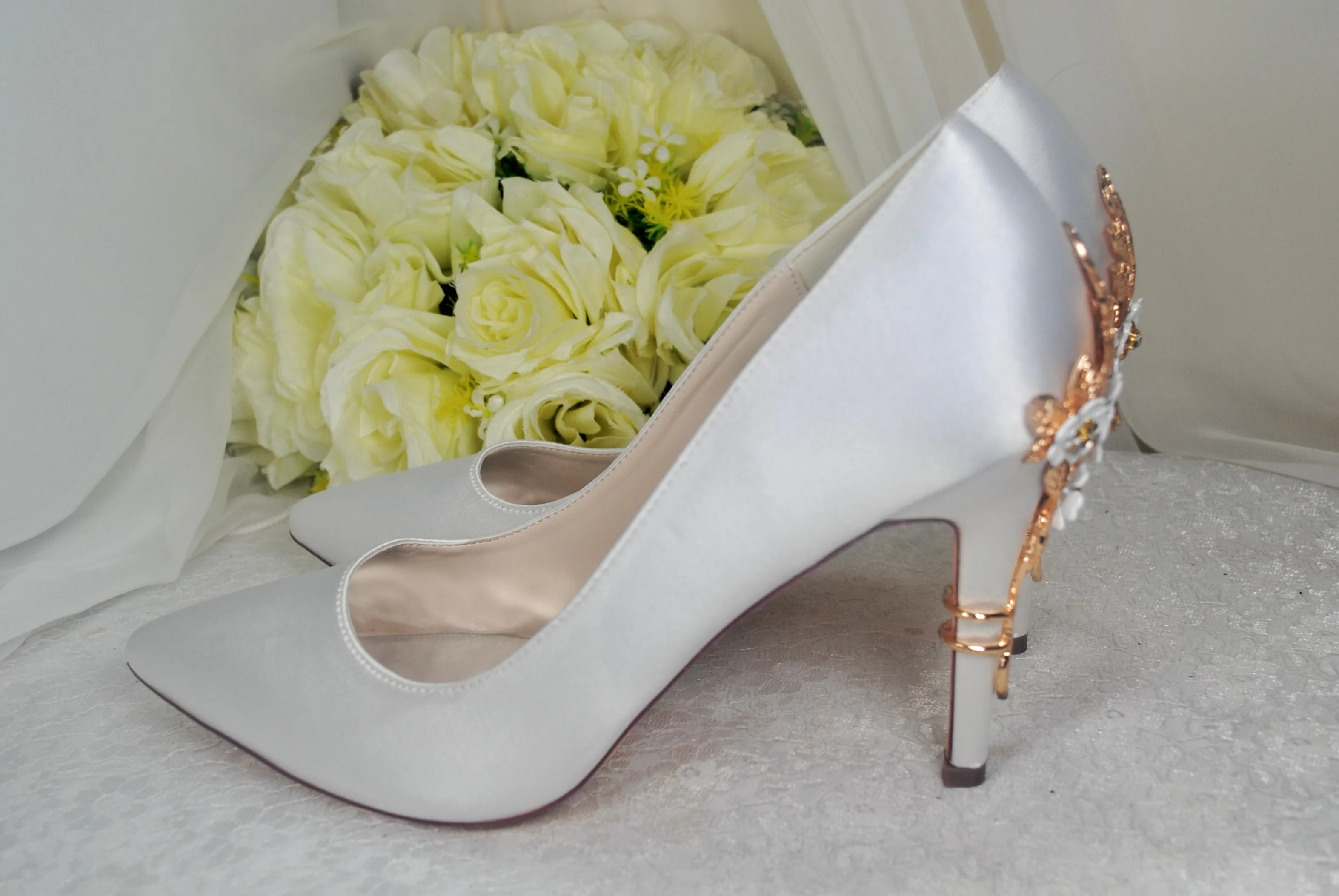 Satin Court Shoe with 'Cherry Blossom' | Other Colours