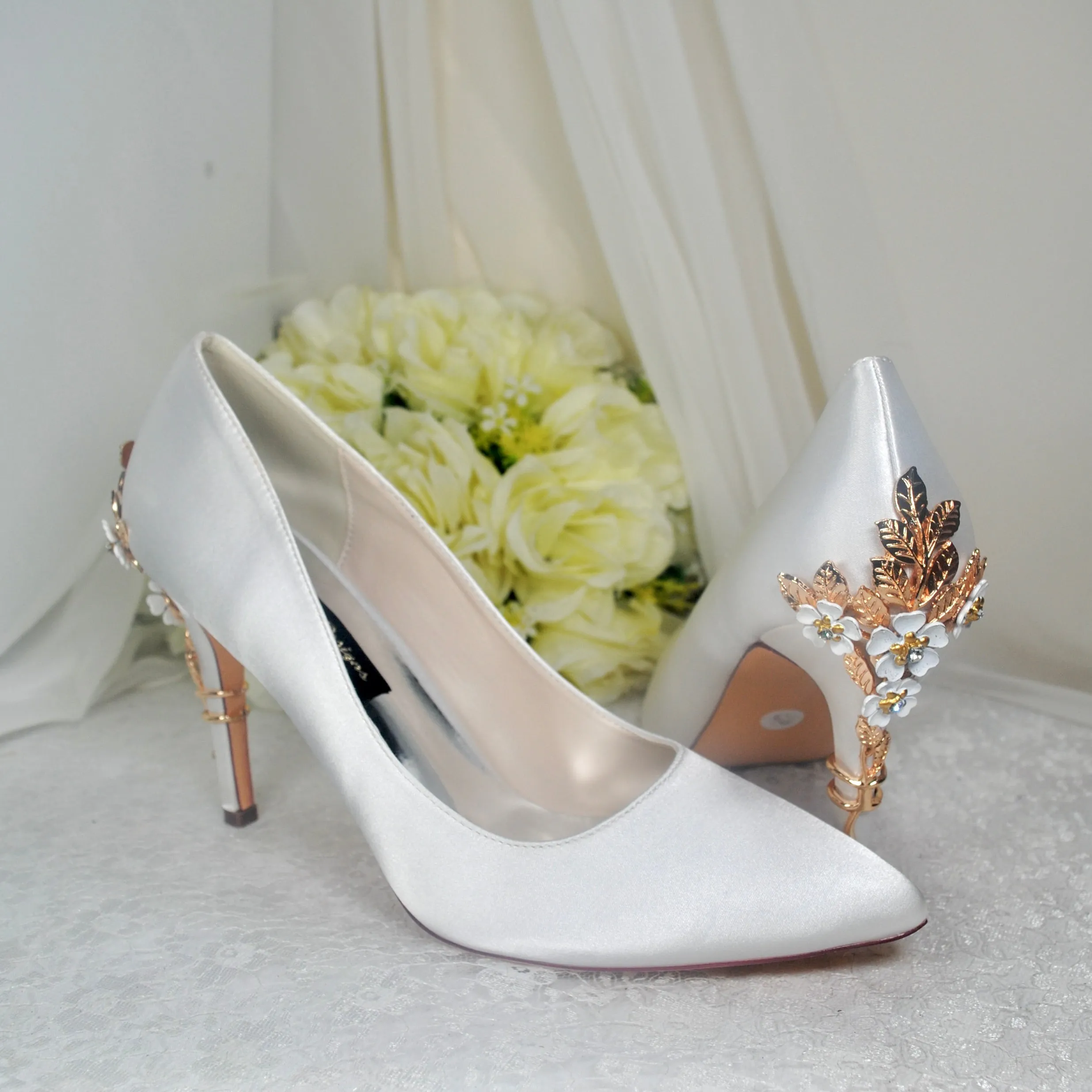 Satin Court Shoe with 'Cherry Blossom' | Other Colours