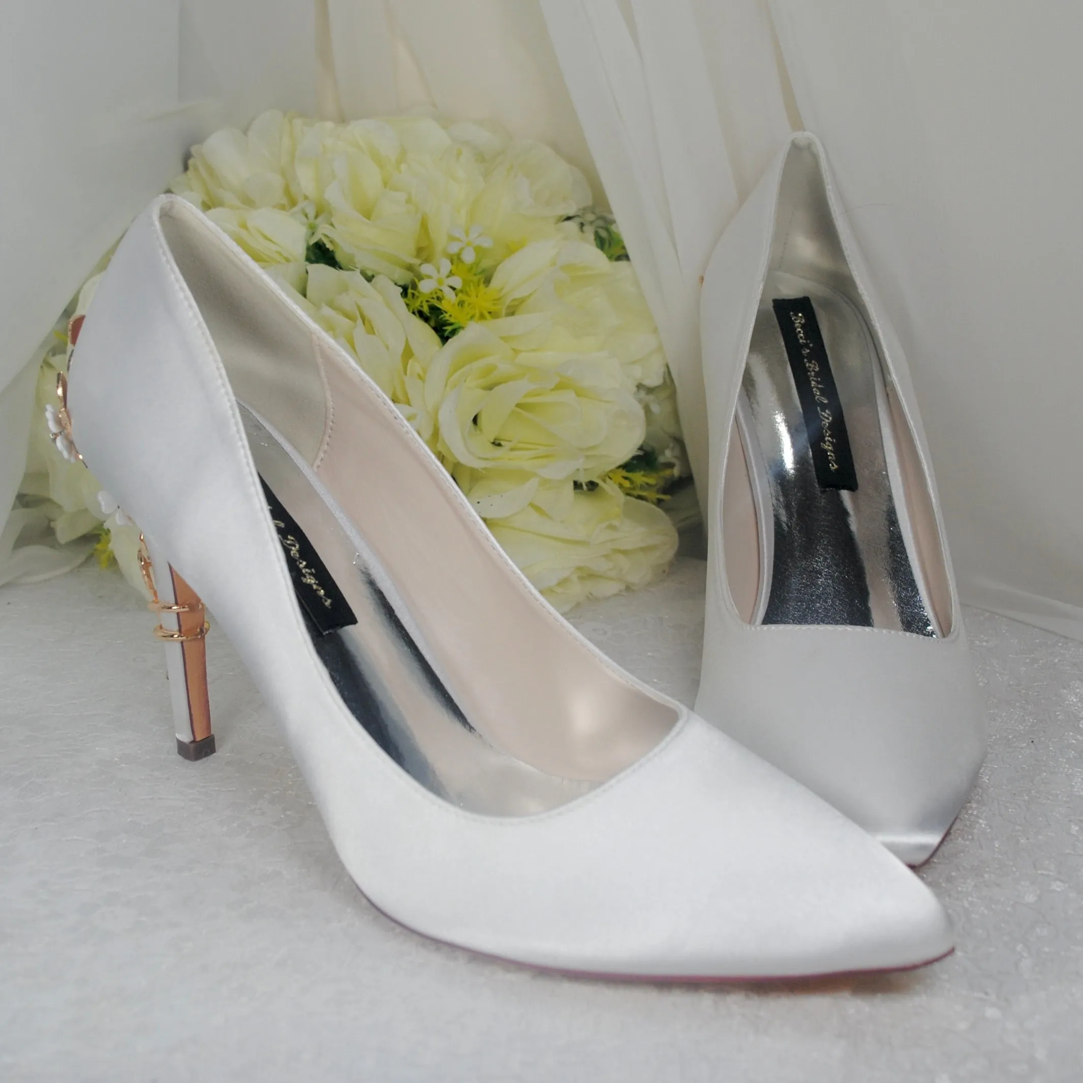 Satin Court Shoe with 'Cherry Blossom' | Other Colours