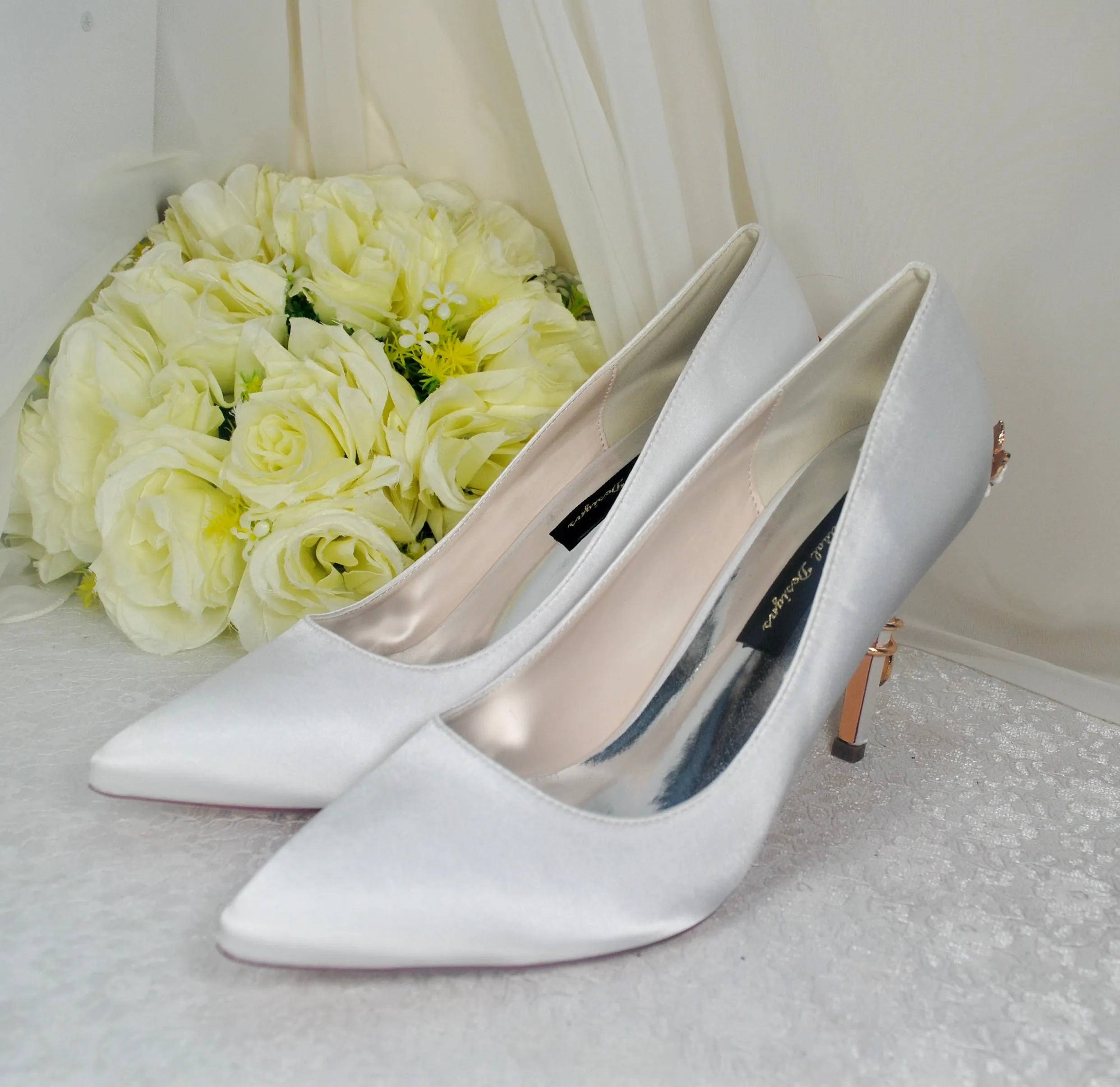 Satin Court Shoe with 'Cherry Blossom' | Other Colours