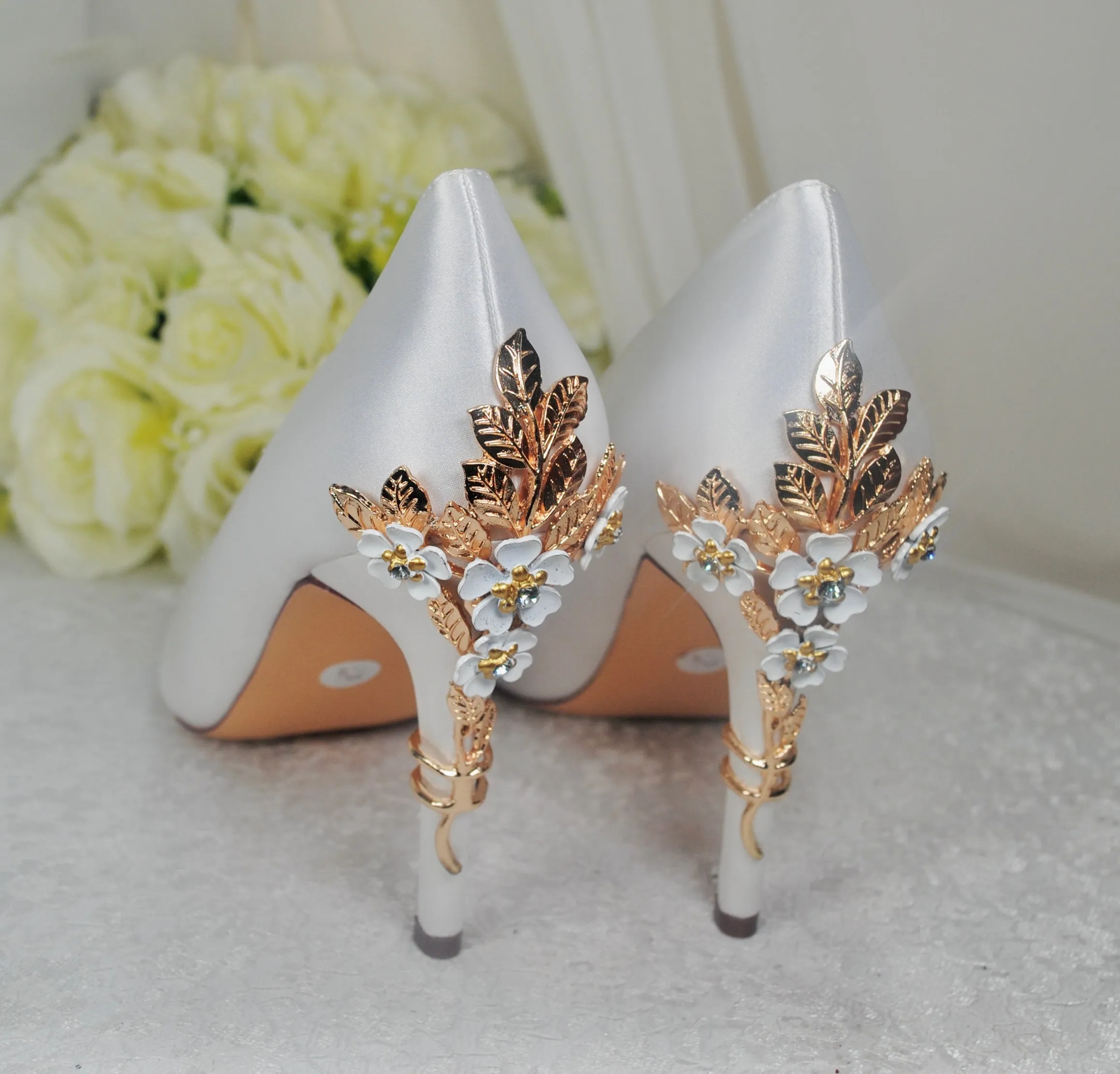 Satin Court Shoe with 'Cherry Blossom' | Other Colours
