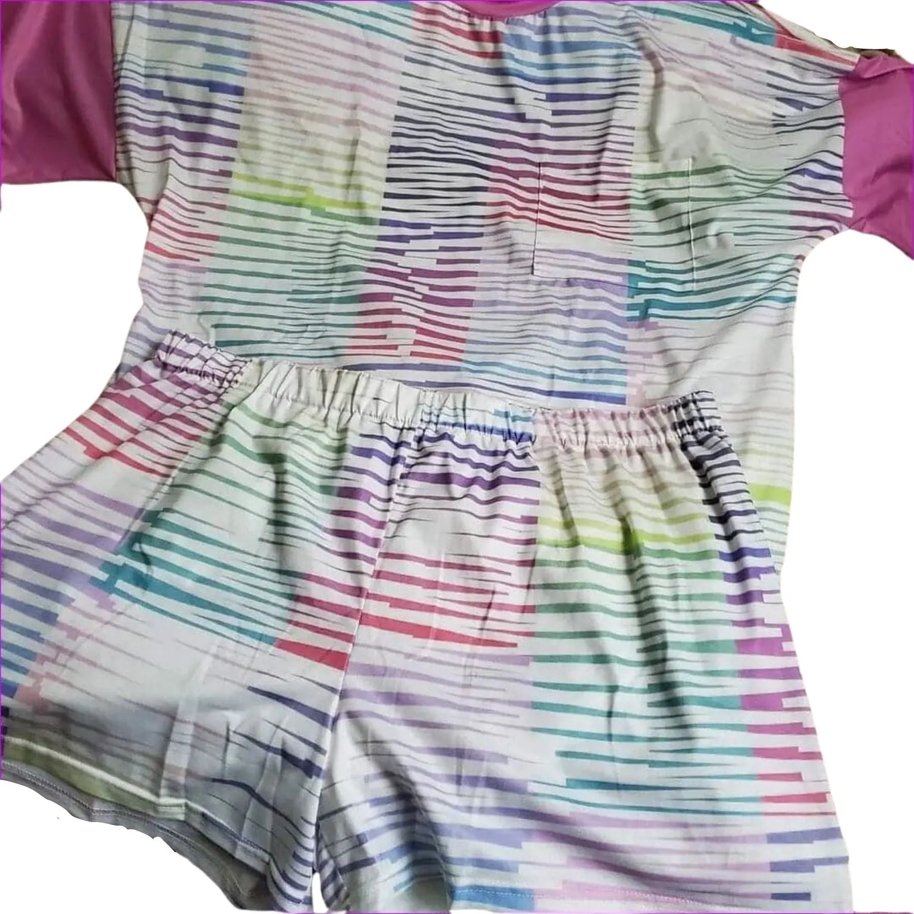 Scribbled Women's & Plus Size Kids Drop Shoulder T-shirt Shorts Set