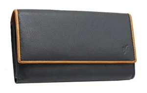STARHIDE Womens RFID Blocking Soft Real Nappa Leather Long Flap Over Purse Multi Credit Card Holder 5505