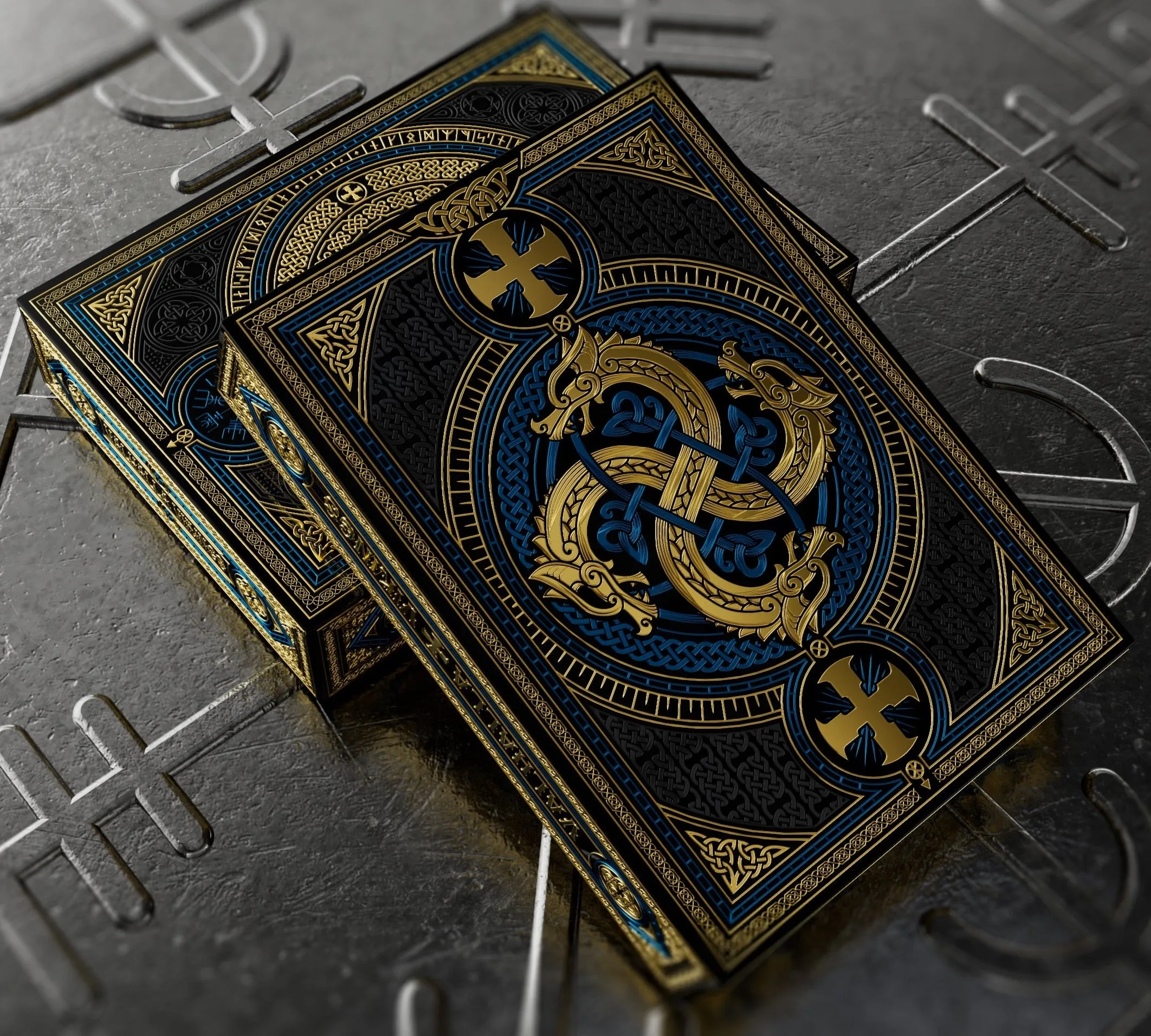 Valhalla Viking Sapphire Playing Cards - Gilded