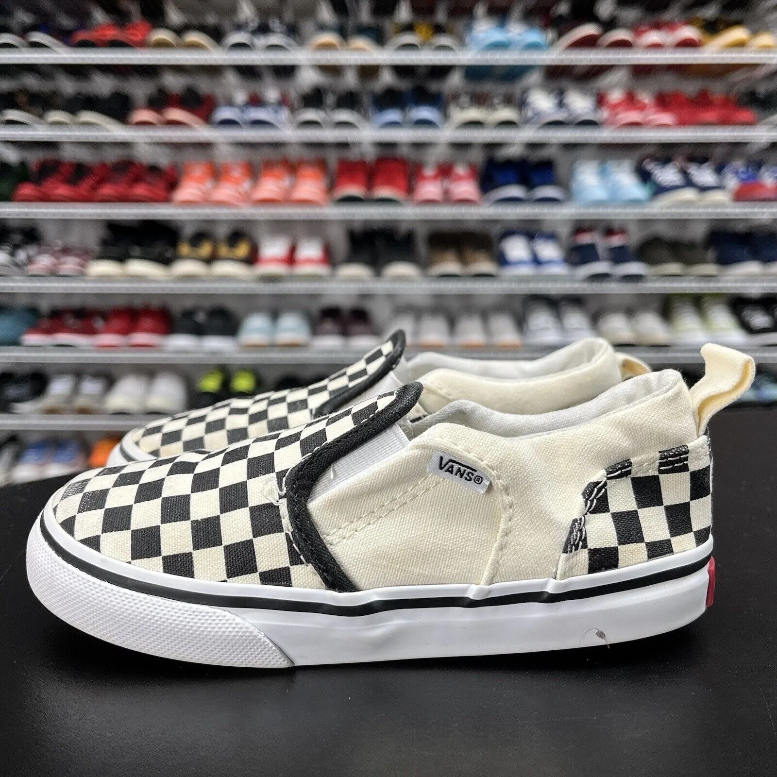 Vans Asher V Black/Natural Pre-School Size 10.0 Toddler
