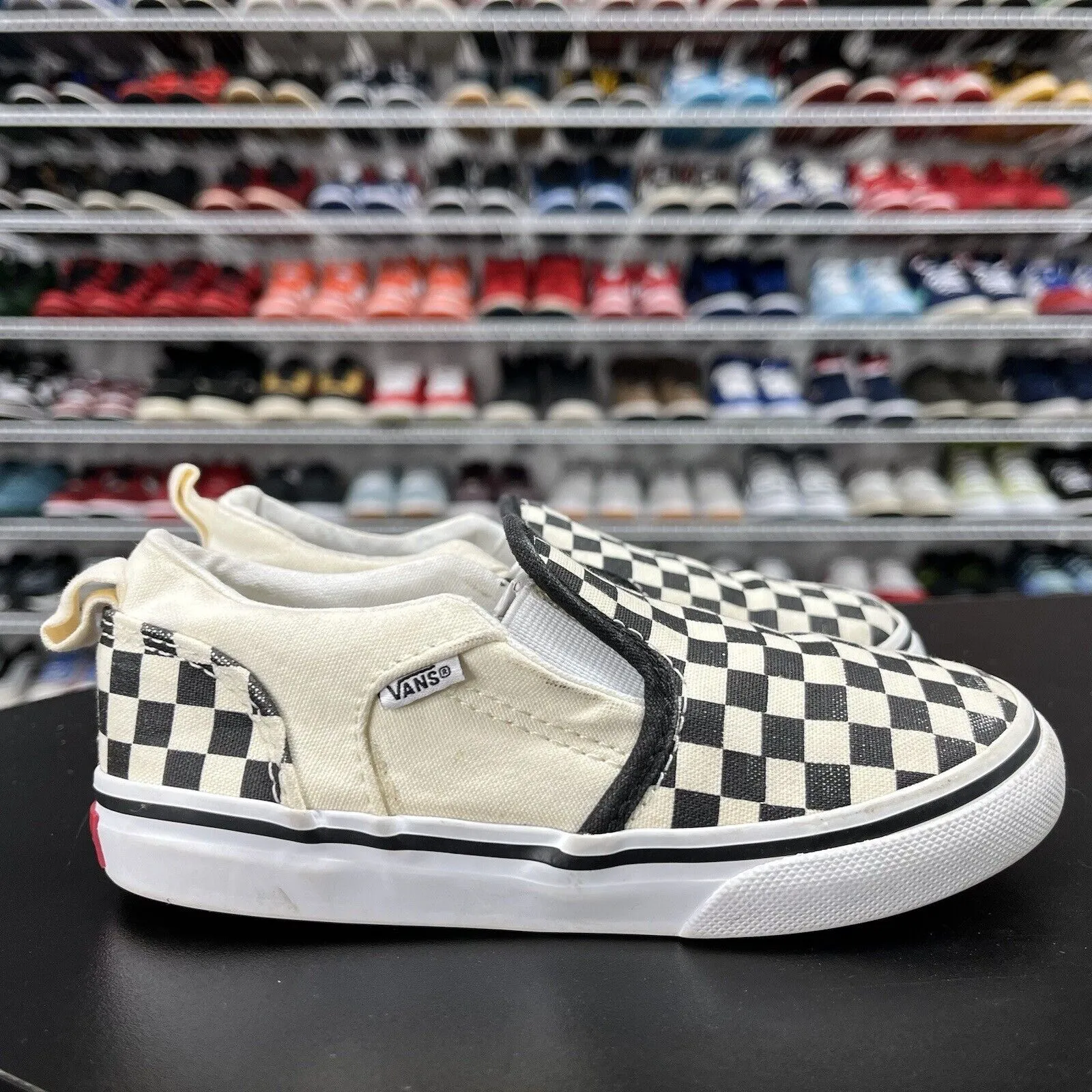 Vans Asher V Black/Natural Pre-School Size 10.0 Toddler