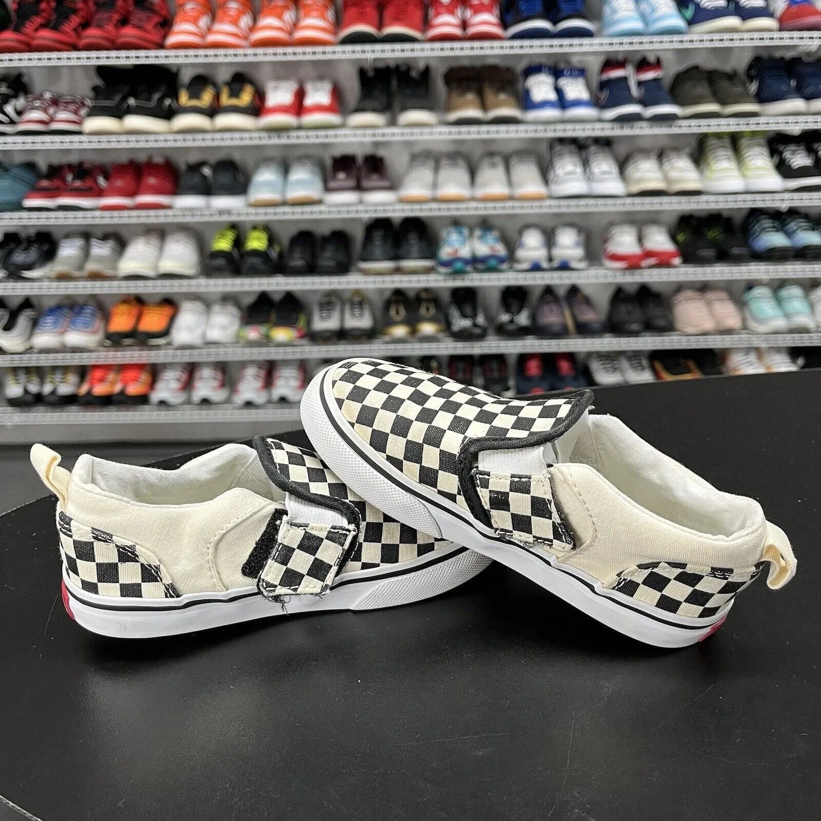 Vans Asher V Black/Natural Pre-School Size 10.0 Toddler