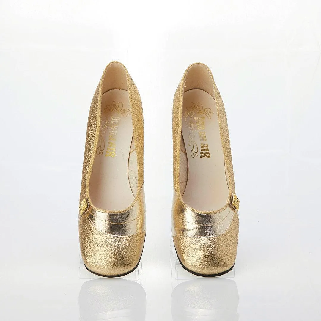 Vintage Deb On Air Vintage Gold Court Shoe UK Size 6