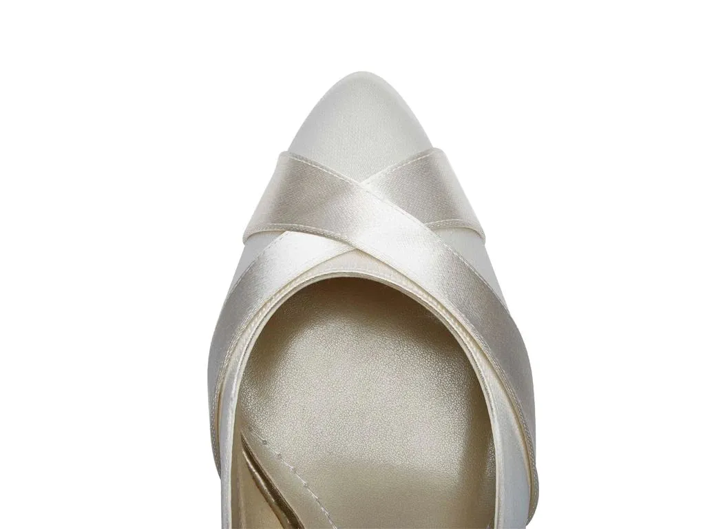 Wide Fit Wedding Shoes By Rainbow Club, Ivory Satin, Lexi