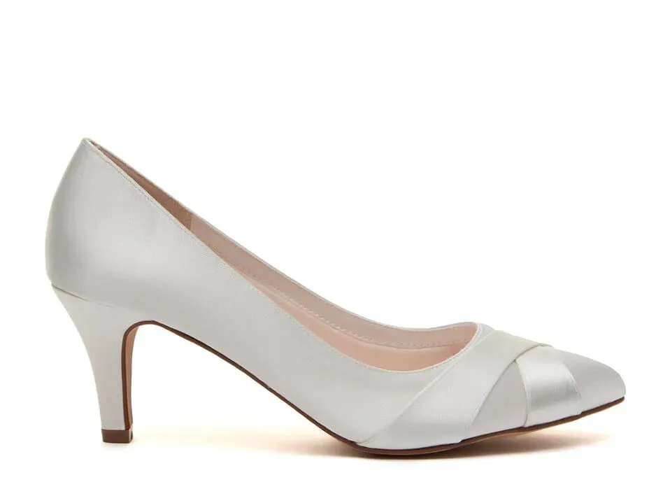 Wide Fit Wedding Shoes By Rainbow Club, Ivory Satin, Lexi
