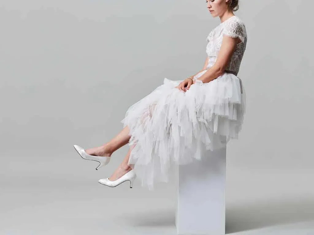 Wide Fit Wedding Shoes By Rainbow Club, Ivory Satin, Lexi