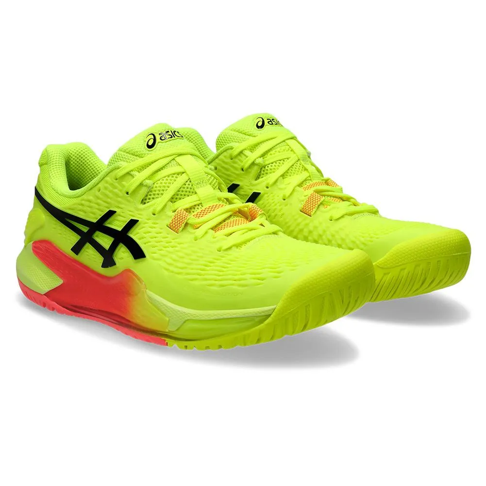 Womens Gel-Resolution 9 Paris Tennis Shoes Safety Yellow and Black