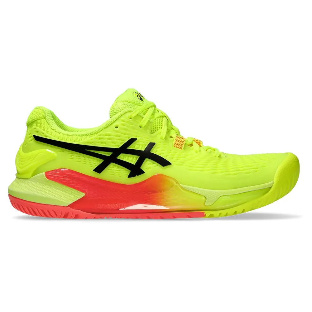 Womens Gel-Resolution 9 Paris Tennis Shoes Safety Yellow and Black