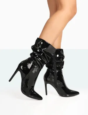 Zurich Black Patent Croc Stiletto Ankle Pointed Heeled Boots Zurich Black Patent Croc Stiletto Ankle Pointed Heeled Boots